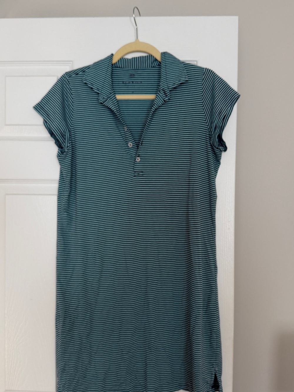 Striped Teal and Black Polo Shirt Dress